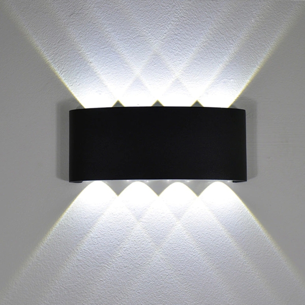 MorningLight Светильник светодиодный LED Накладной светильник бра для дома квартиры Уличный светильник Ночник 8 ламп черный Холодный свет 6500К